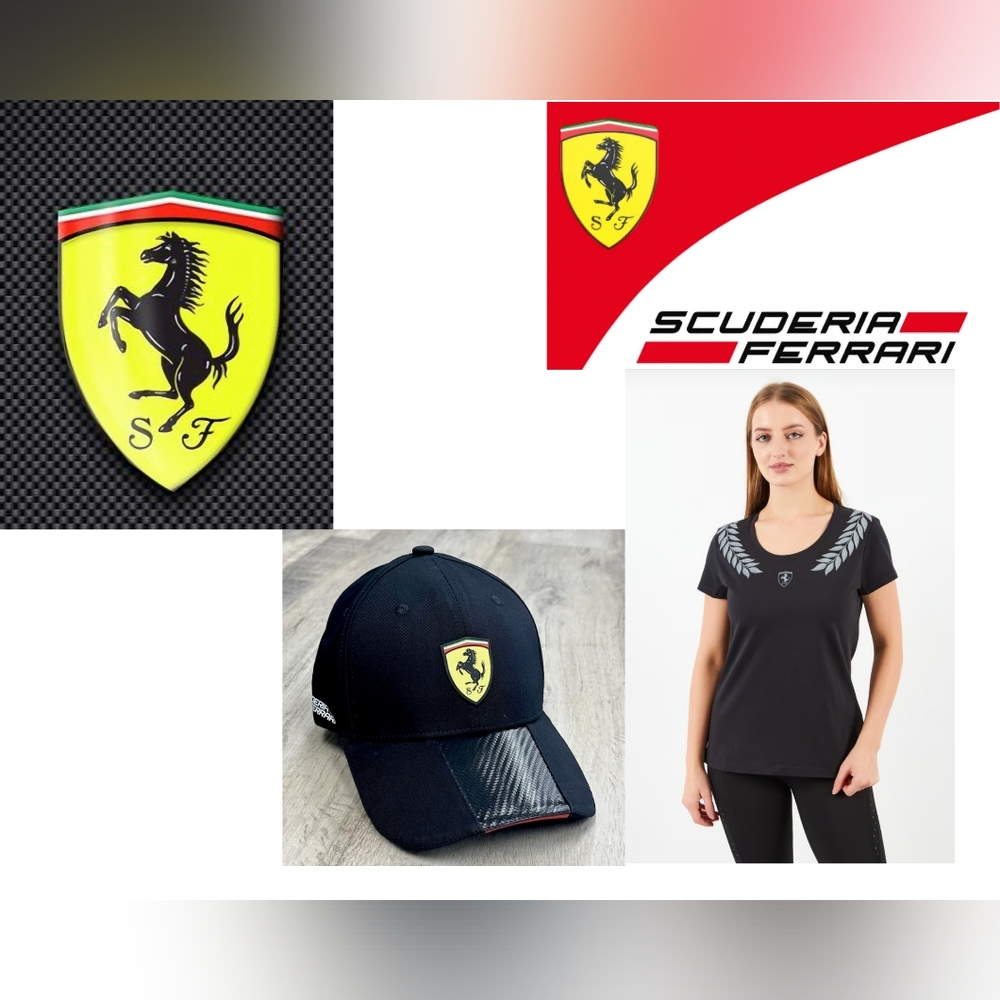 🔥NWT SCUDERIA FERRARI LAUREL EMBROIDERY TOP & OFFICIAL SCUDERIA F1 CAP BUNDLE